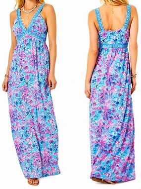 Lilly Pulitzer Serena Maxi Dress Seek and Sea Women’s Plus Size 16